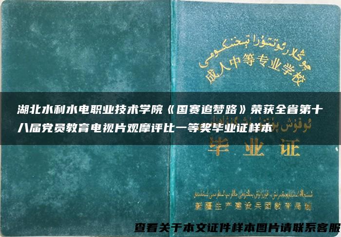 湖北水利水电职业技术学院《国赛追梦路》荣获全省第十八届党员教育电视片观摩评比一等奖毕业证样本