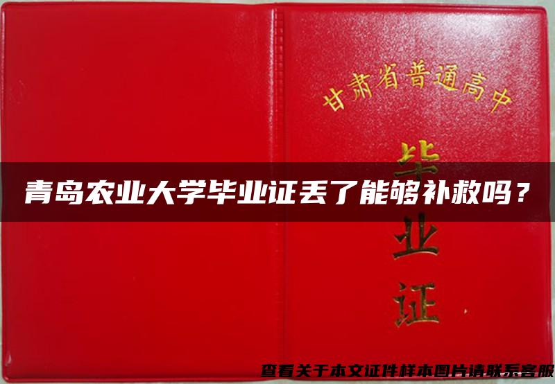 青岛农业大学毕业证丢了能够补救吗？