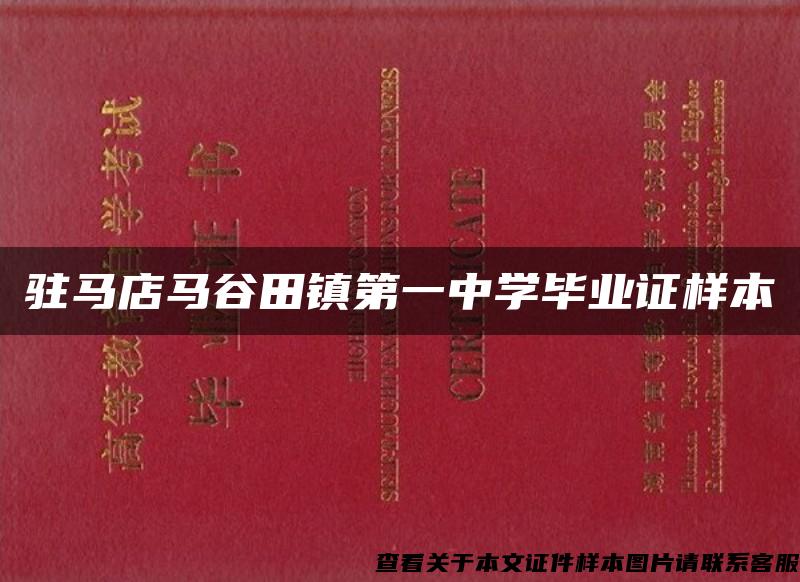 驻马店马谷田镇第一中学毕业证样本