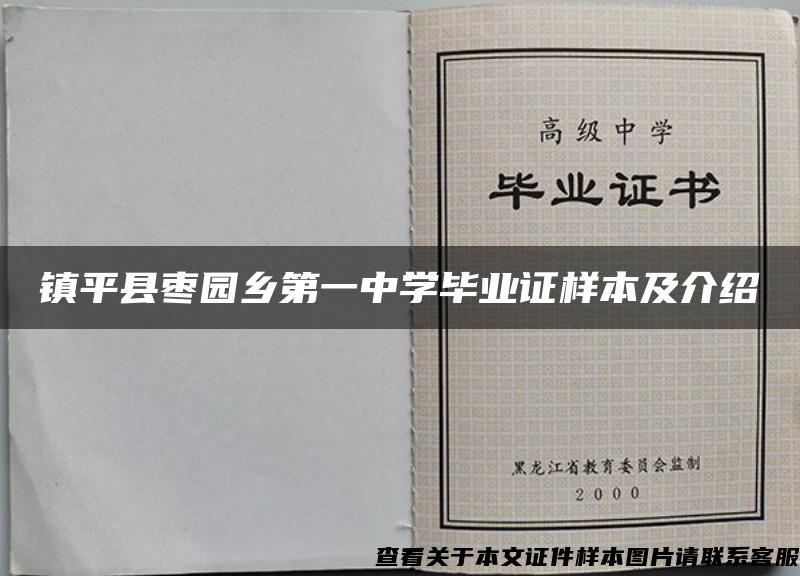 镇平县枣园乡第一中学毕业证样本及介绍