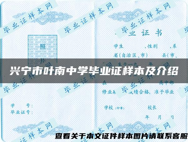 兴宁市叶南中学毕业证样本及介绍