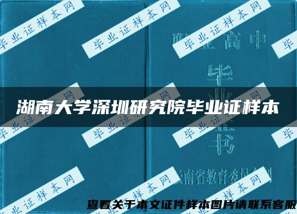 湖南大学深圳研究院毕业证样本