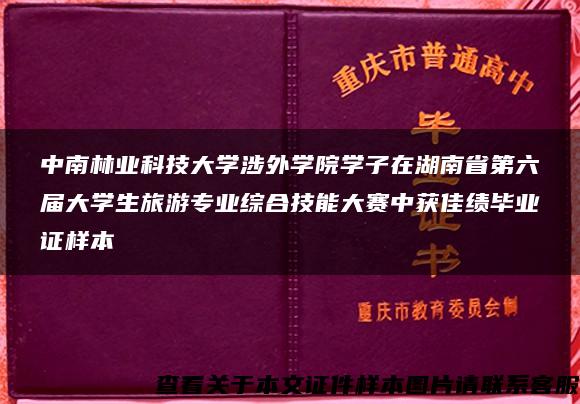 中南林业科技大学涉外学院学子在湖南省第六届大学生旅游专业综合技能大赛中获佳绩毕业证样本