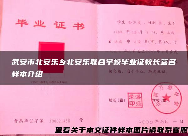 武安市北安乐乡北安乐联合学校毕业证校长签名样本介绍