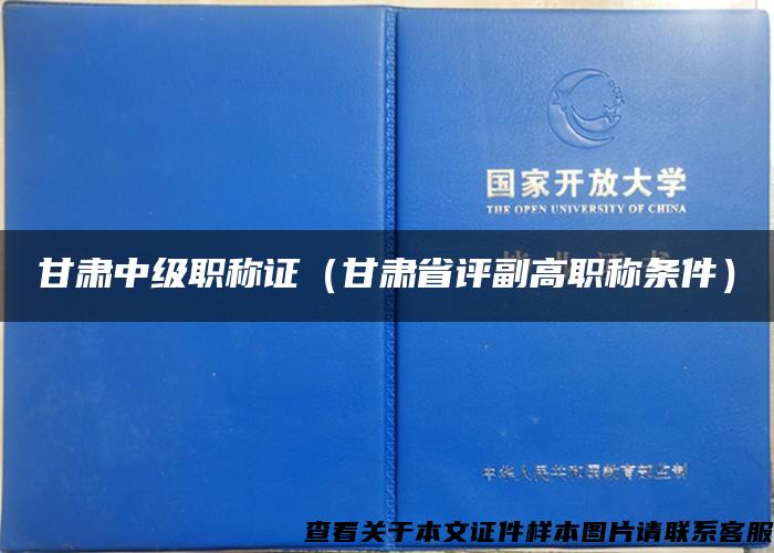 甘肃中级职称证（甘肃省评副高职称条件）