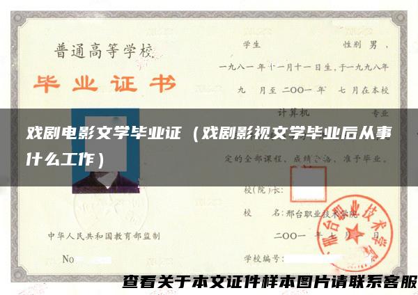 戏剧电影文学毕业证（戏剧影视文学毕业后从事什么工作）