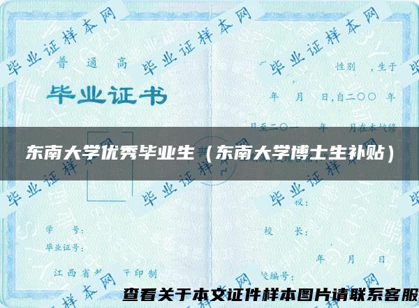 东南大学优秀毕业生（东南大学博士生补贴）