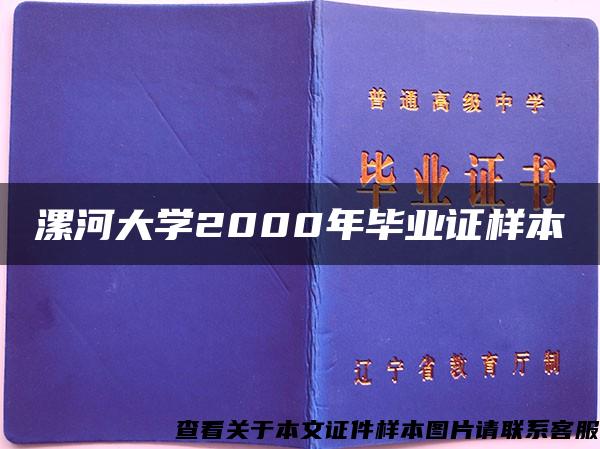 漯河大学2000年毕业证样本