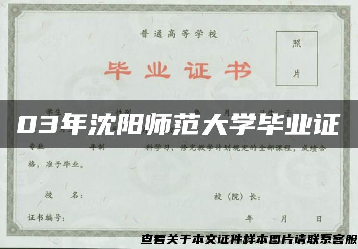 03年沈阳师范大学毕业证