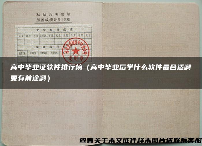 高中毕业证软件排行榜（高中毕业后学什么软件最合适啊要有前途啊）