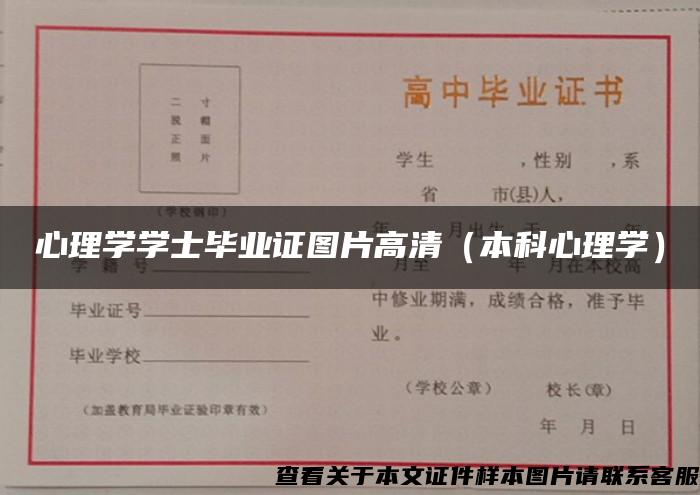 心理学学士毕业证图片高清（本科心理学）