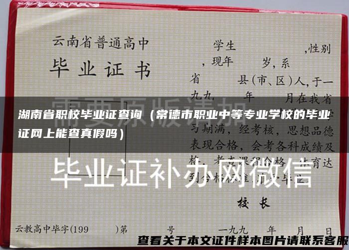 湖南省职校毕业证查询（常德市职业中等专业学校的毕业证网上能查真假吗）