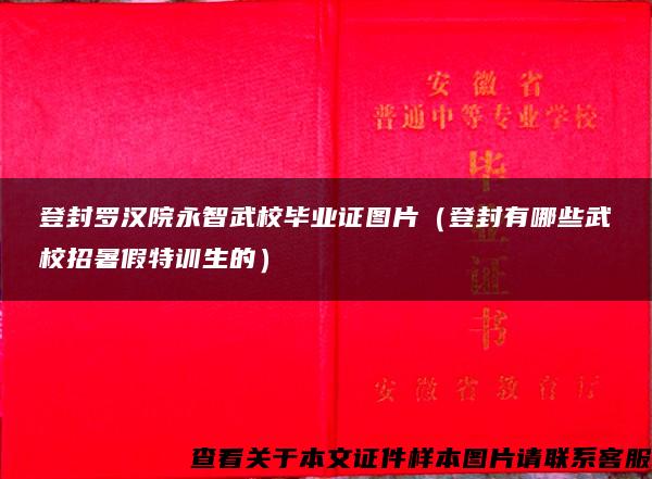 登封罗汉院永智武校毕业证图片（登封有哪些武校招暑假特训生的）