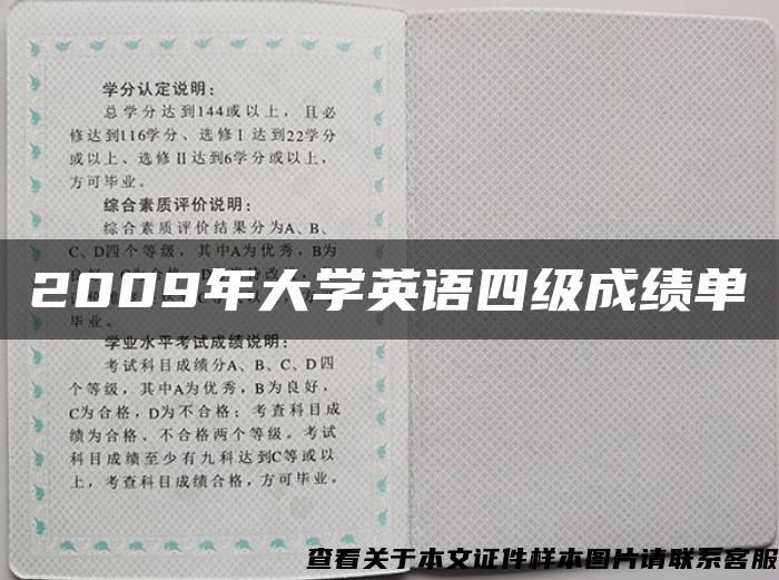 2009年大学英语四级成绩单