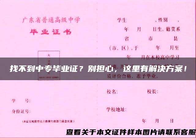 找不到中专毕业证？别担心，这里有解决方案！