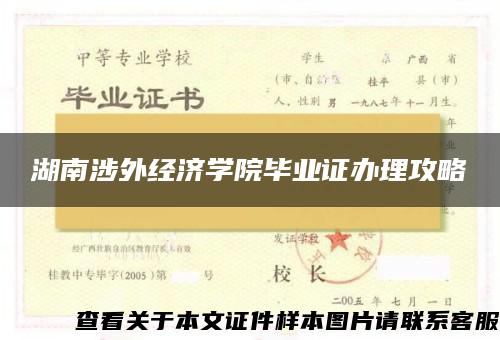 湖南涉外经济学院毕业证办理攻略