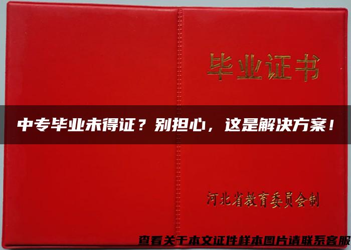 中专毕业未得证？别担心，这是解决方案！