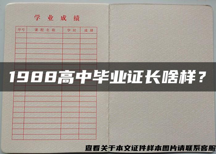 1988高中毕业证长啥样？