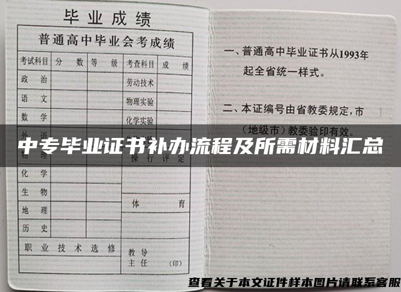 中专毕业证书补办流程及所需材料汇总