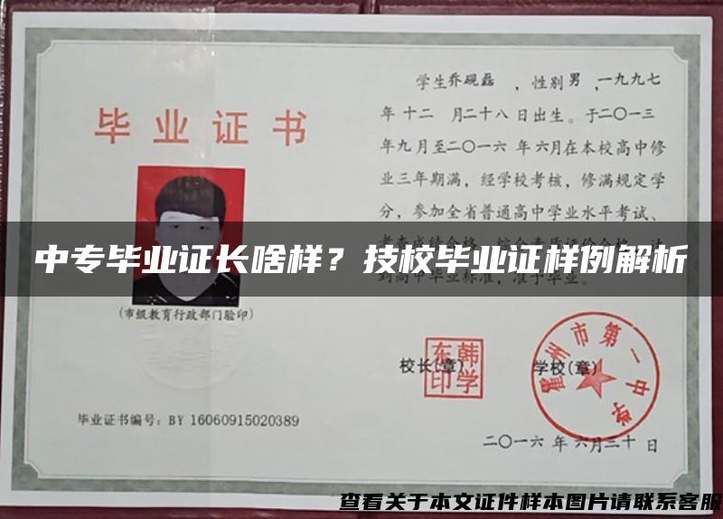 中专毕业证长啥样？技校毕业证样例解析