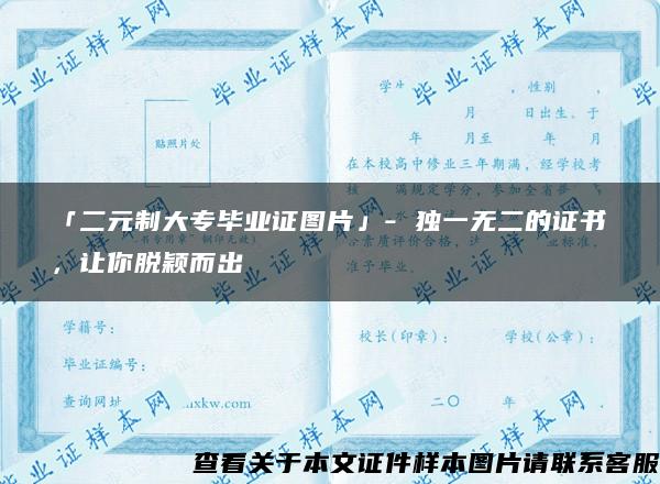 「二元制大专毕业证图片」- 独一无二的证书，让你脱颖而出