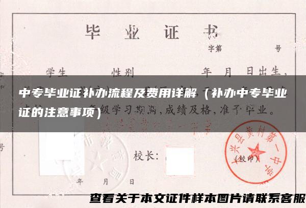 中专毕业证补办流程及费用详解（补办中专毕业证的注意事项）