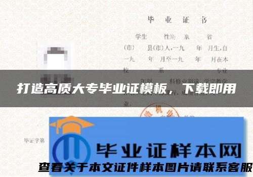 打造高质大专毕业证模板，下载即用