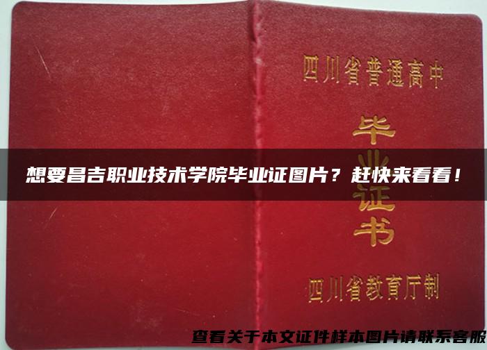 想要昌吉职业技术学院毕业证图片？赶快来看看！