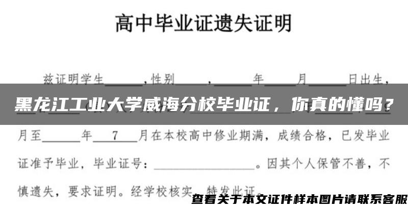 黑龙江工业大学威海分校毕业证，你真的懂吗？