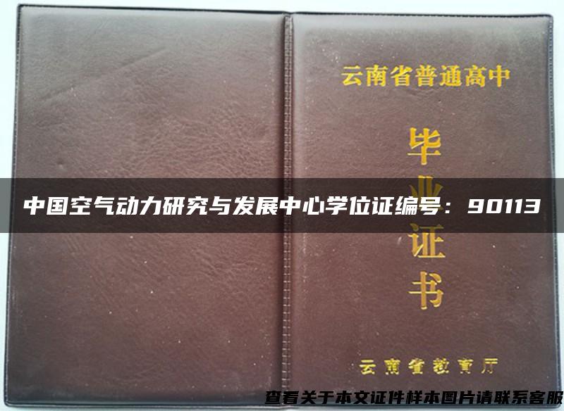 中国空气动力研究与发展中心学位证编号：90113