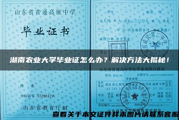 湖南农业大学毕业证怎么办？解决方法大揭秘！