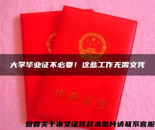 大学毕业证不必要！这些工作无需文凭