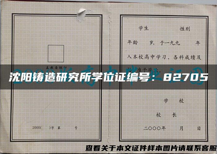 沈阳铸造研究所学位证编号：82705