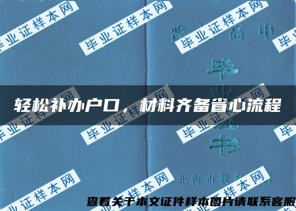 轻松补办户口，材料齐备省心流程