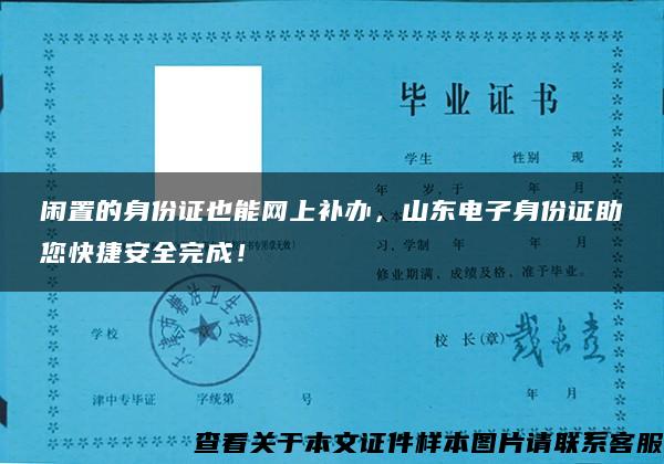 闲置的身份证也能网上补办，山东电子身份证助您快捷安全完成！