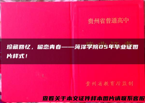 珍藏回忆，留恋青春——菏泽学院05年毕业证图片样式！