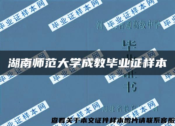 湖南师范大学成教毕业证样本