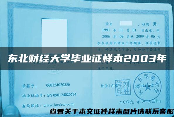 东北财经大学毕业证样本2003年