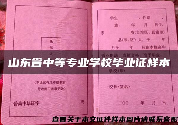 山东省中等专业学校毕业证样本