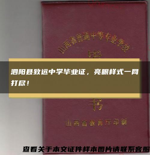 泗阳县致远中学毕业证，亮眼样式一网打尽！