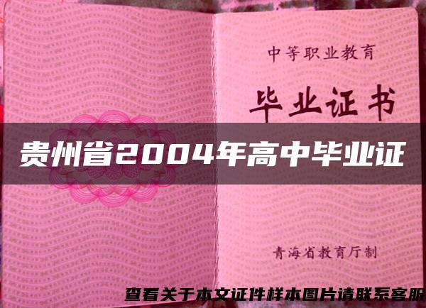 贵州省2004年高中毕业证