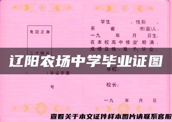 辽阳农场中学毕业证图