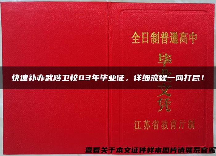 快速补办武陟卫校03年毕业证，详细流程一网打尽！