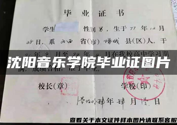 沈阳音乐学院毕业证图片