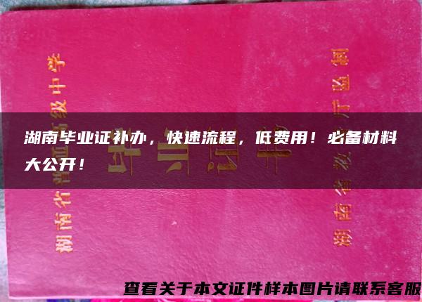 湖南毕业证补办，快速流程，低费用！必备材料大公开！