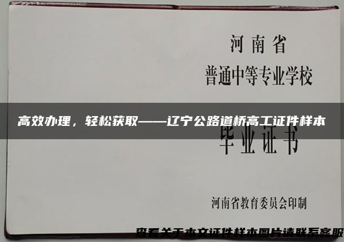 高效办理，轻松获取——辽宁公路道桥高工证件样本