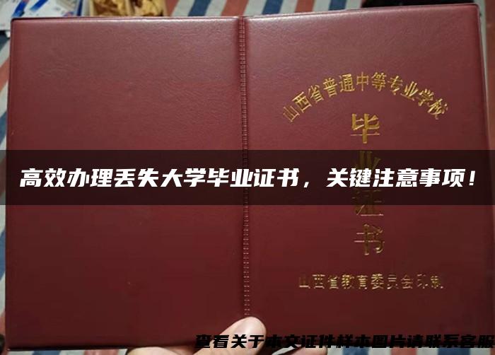 高效办理丢失大学毕业证书，关键注意事项！