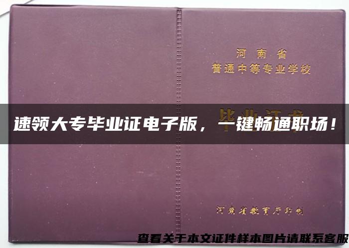 速领大专毕业证电子版，一键畅通职场！