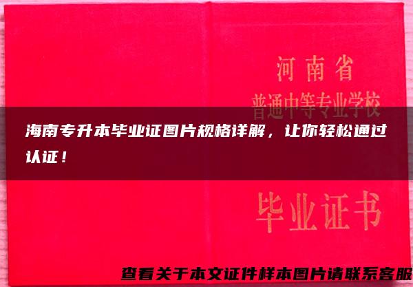 海南专升本毕业证图片规格详解，让你轻松通过认证！