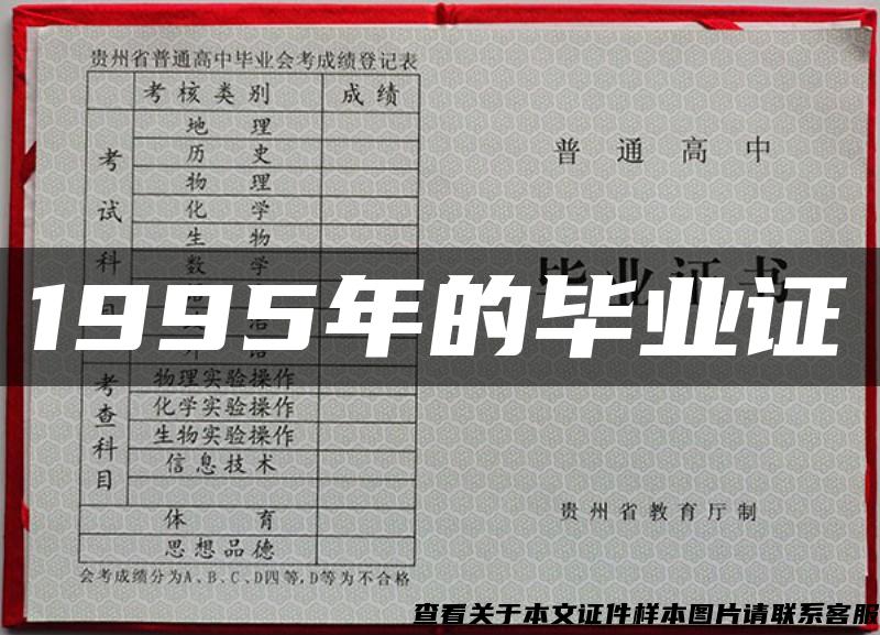 1995年的毕业证